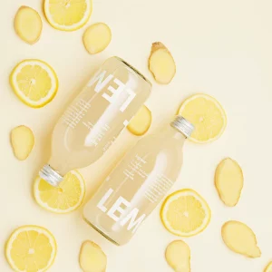 A photograph of bottles of Lemonaid Ginger flavour